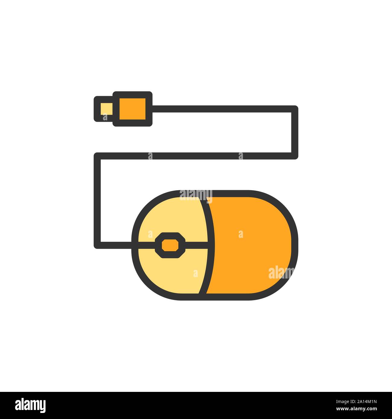 Vector computer mouse flat color line icon. Stock Vector