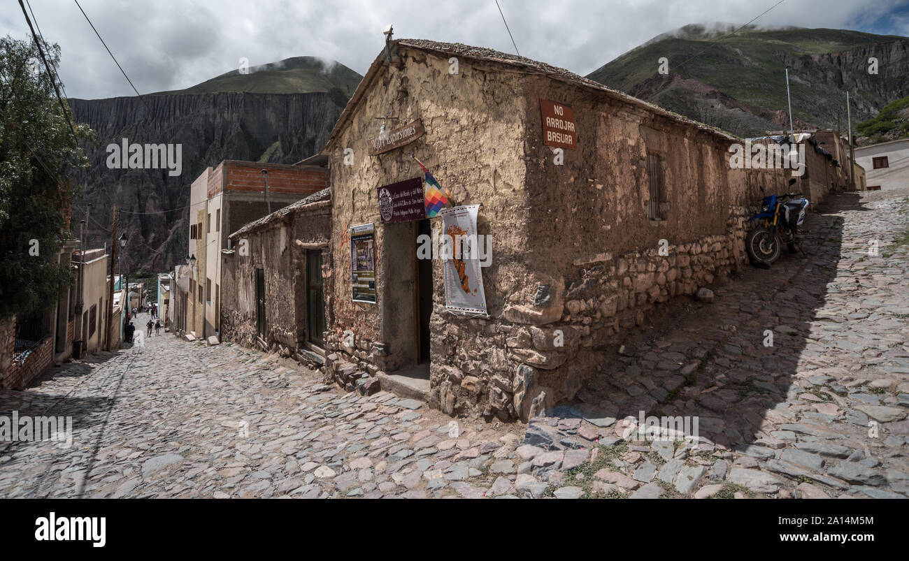 Iruya, Argentina - March 06 2017: Tipycal house made of adobe and stones in a  town hiden inside the mountains. Province of Salta. Stock Photo