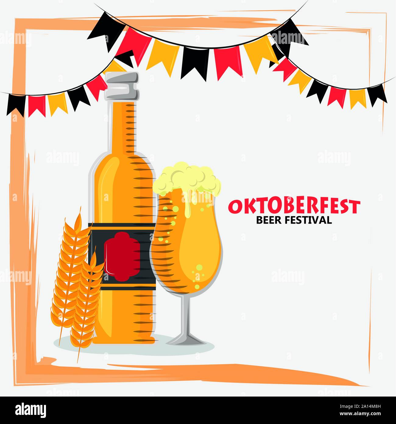 oktoberfest celebration poster with beers bottles Stock Vector Image ...