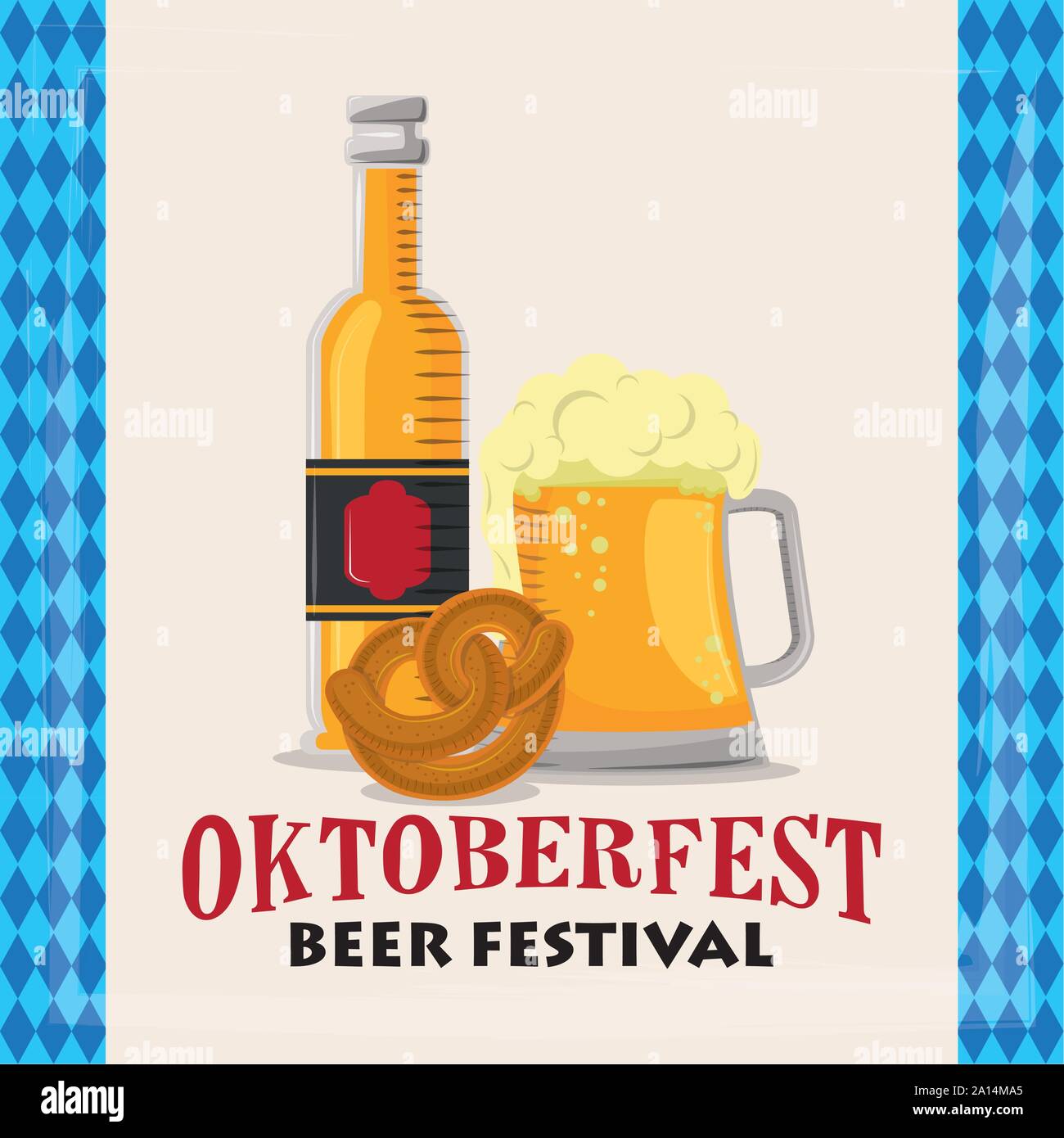 oktoberfest celebration poster with beers bottles Stock Vector Image ...