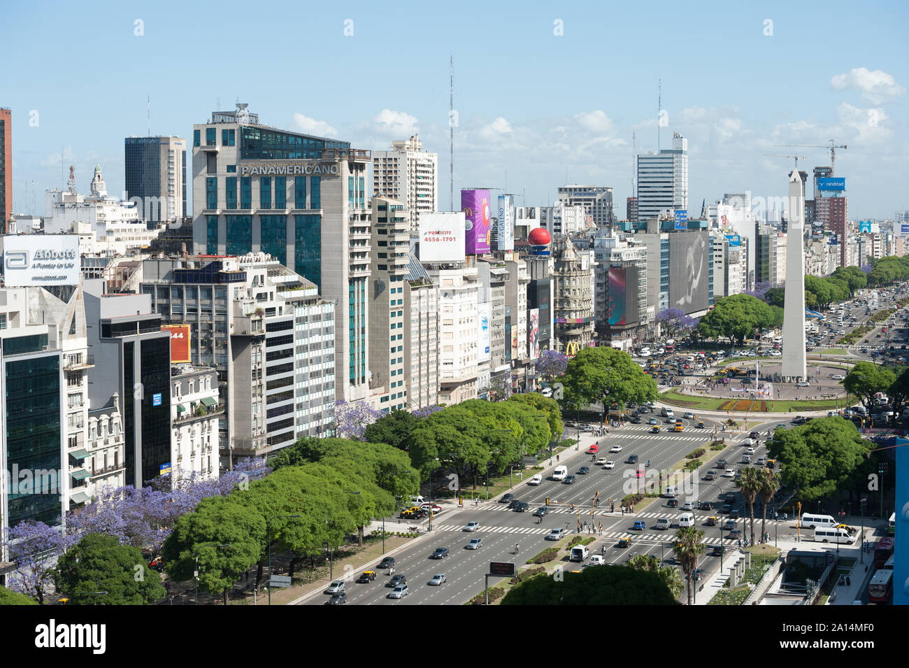Buenos Aires, Argentina - November 14 2012: Rush hour and traffic on the sreets of Buenos Aires city. This photo shows the downtown and de 9 de Julio Stock Photo