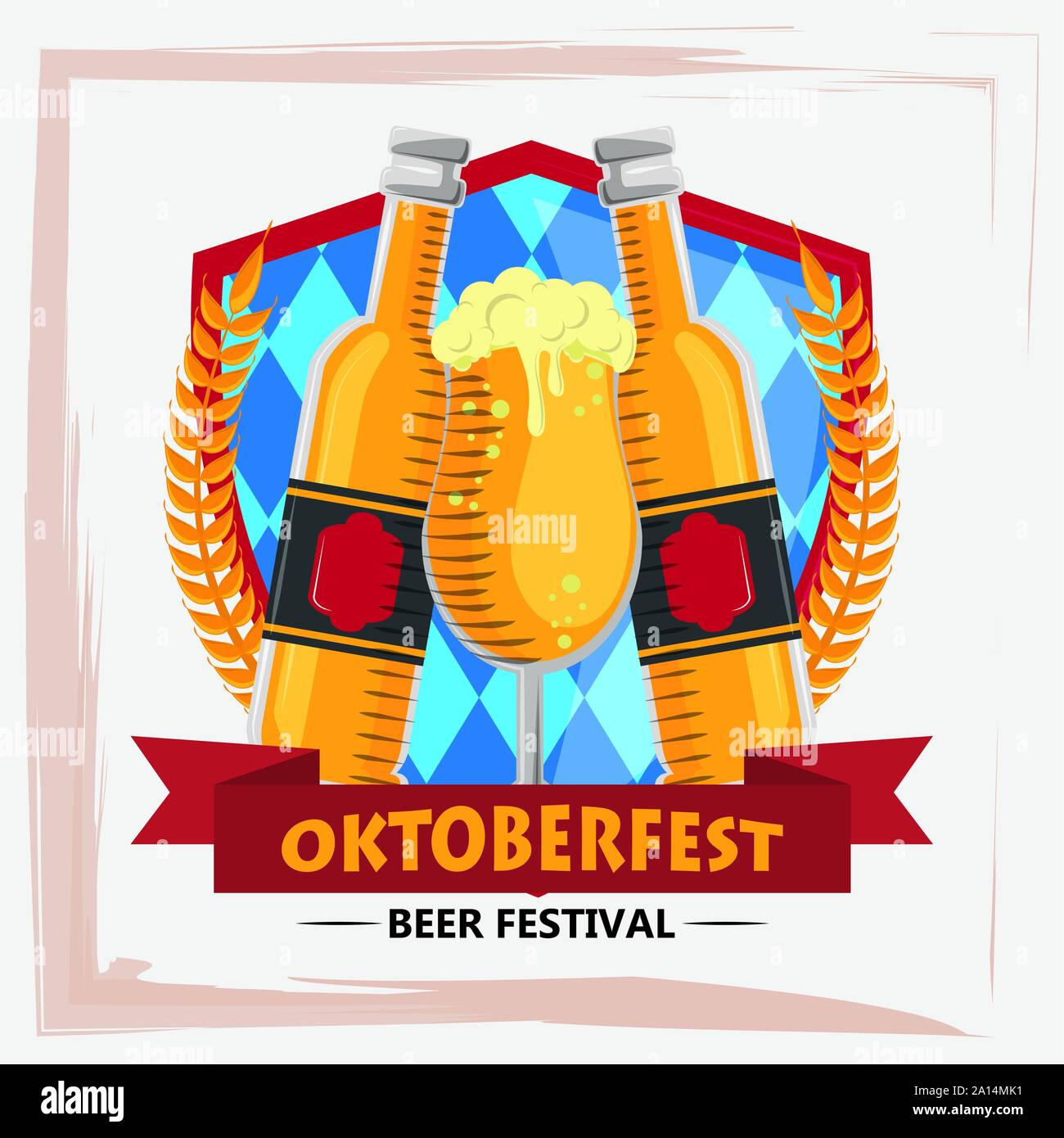 oktoberfest celebration poster with beers bottles Stock Vector Image ...