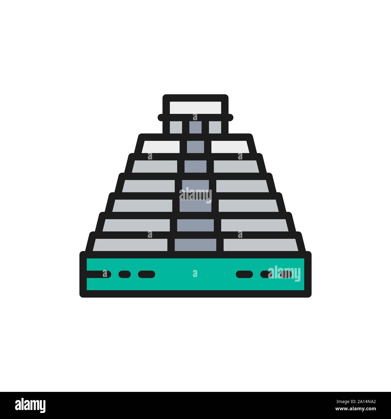 Vector Pyramid of Kukulkan at Chichen Itza, Mexico, landmark color line icon. Stock Vector