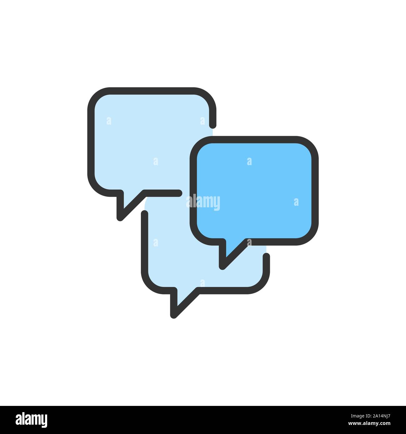 Vector speech bubbles, sms, chat, comments flat color line icon. Stock Vector