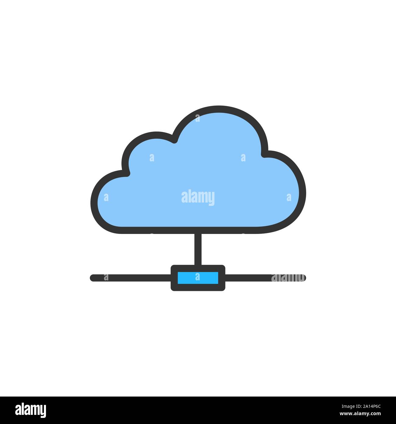 Vector network cloud flat color line icon. Stock Vector
