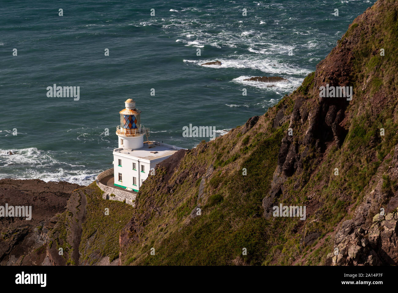 Lighthouse at Hartland Point on the Atlantic coast of North Devon Stock Photo
