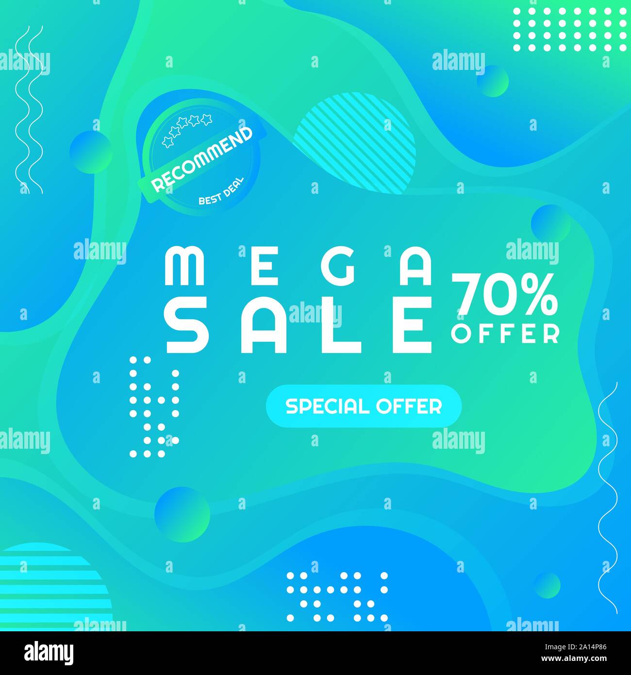 Modern sale poster mega sale memphis style space for your text. vector