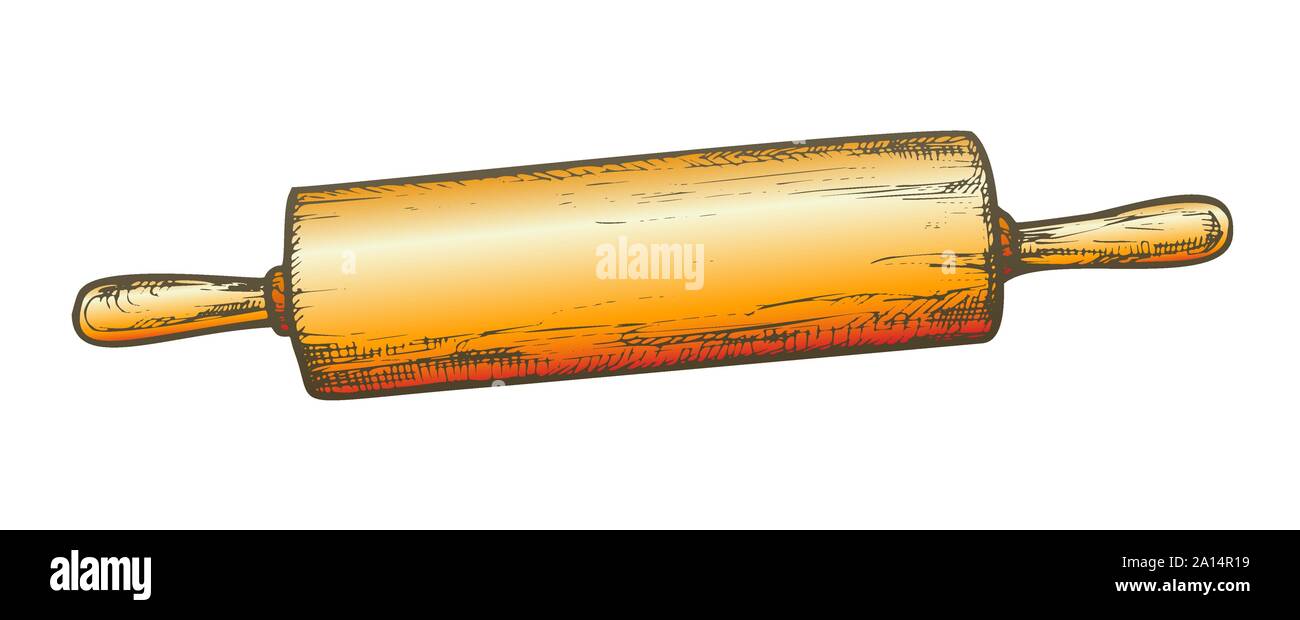 Rolling Pin For Dough Kitchenware Vintage Color Vector Stock Vector