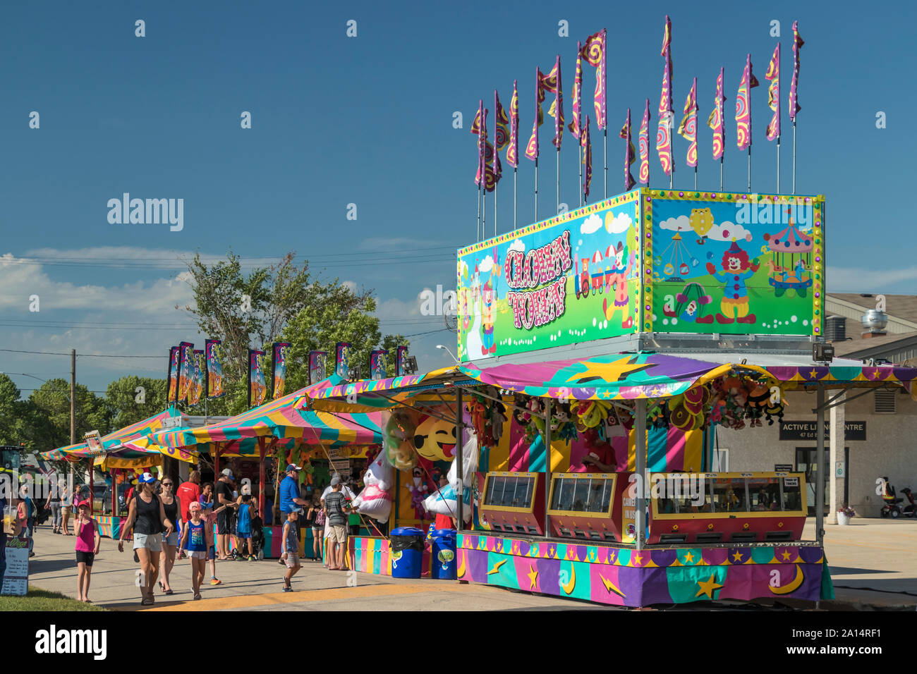 Midway entertainment at the Carman Fair in Carman, Manitoba, Canada. Stock Photo