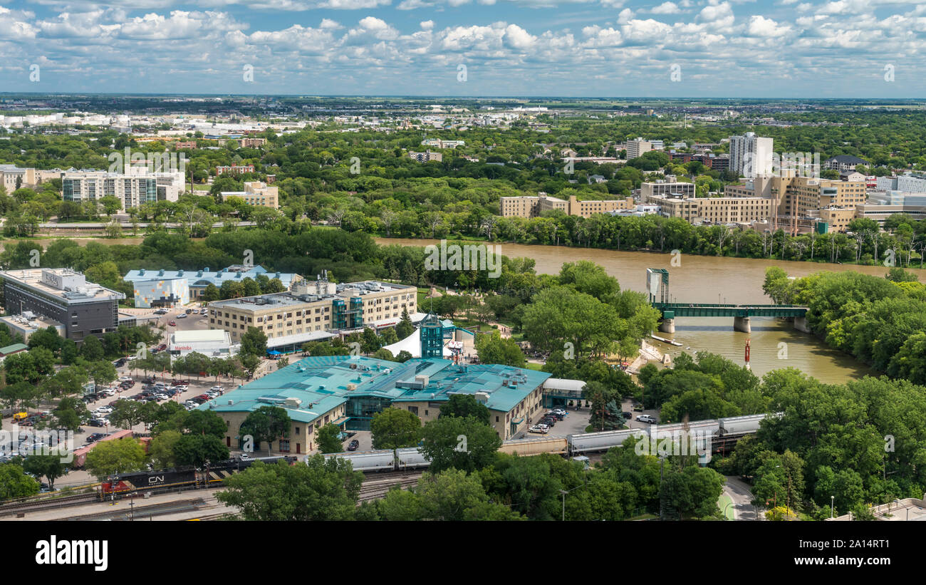The Forks National Historic Site and the St. Boniface General Hospital