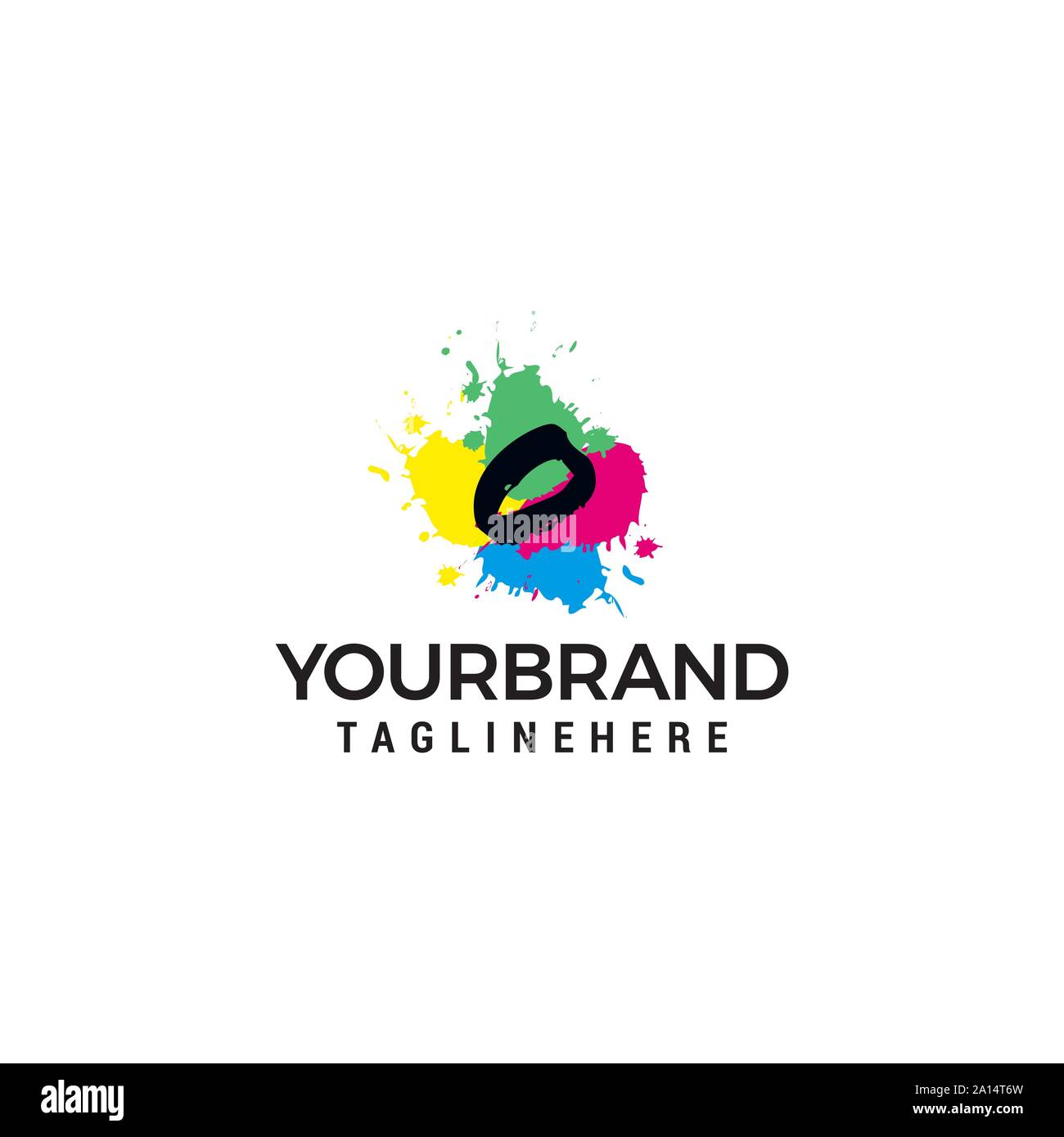 Letter O logo at colorful paint splash background design element template Stock Vector