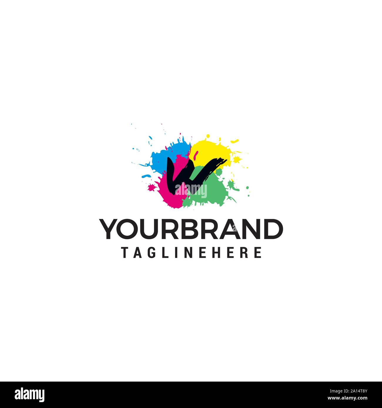 Letter W logo at colorful paint splash background design element template Stock Vector