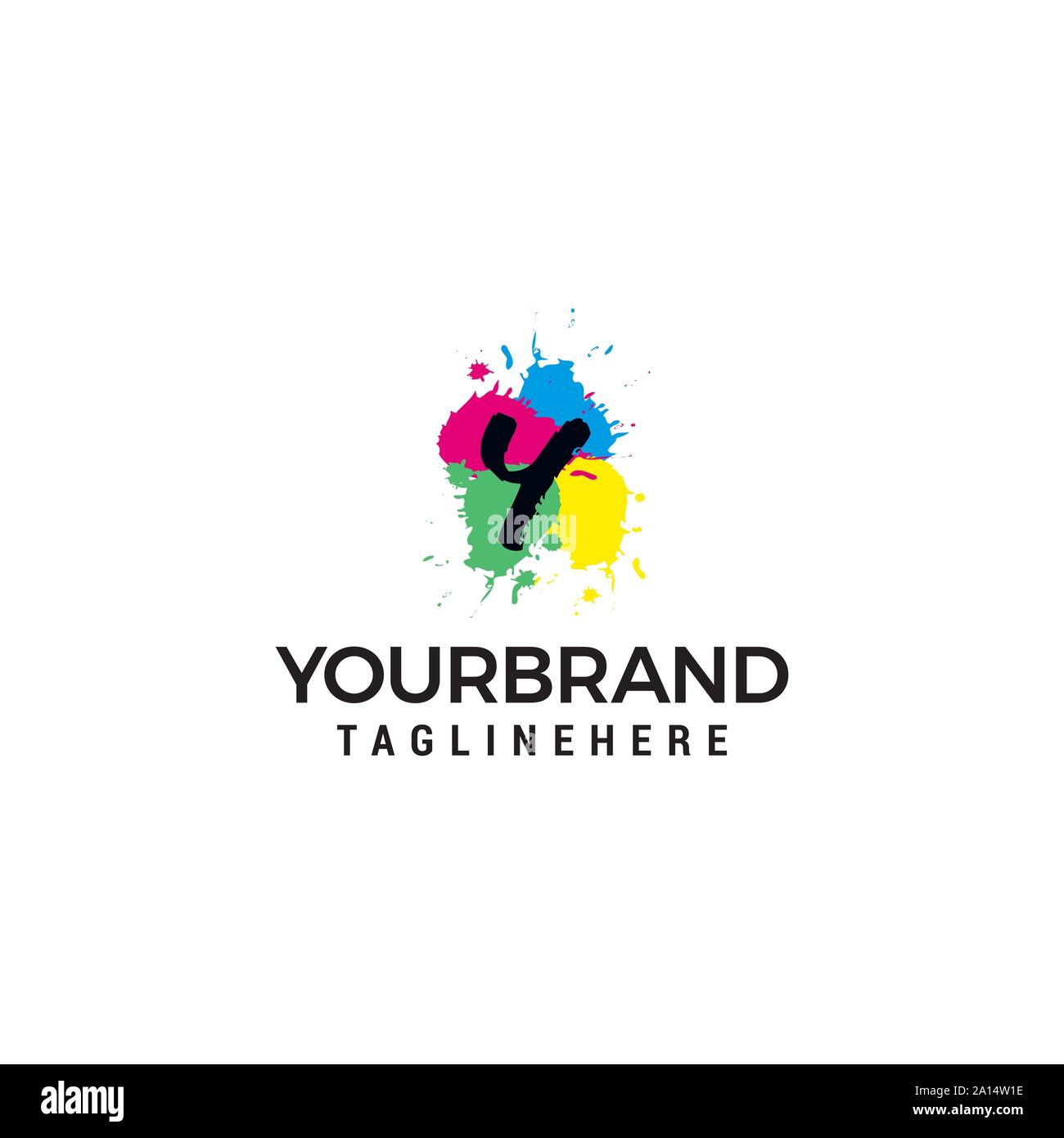 Letter Y logo at colorful paint splash background design element template Stock Vector