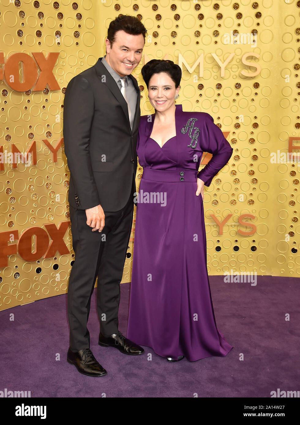 LOS ANGELES, CA - SEPTEMBER 22: Seth MacFarlane and Alex Borstein attend the 71st Emmy Awards at Microsoft Theater on September 22, 2019 in Los Angeles, California. Stock Photo