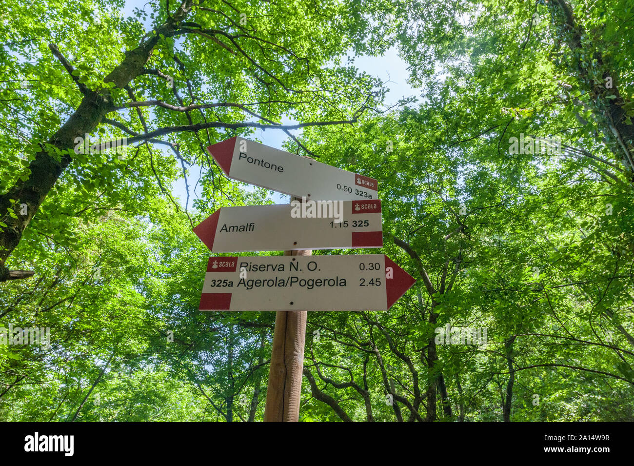 Indication arrows in the   'Ferriere's valley'  in Amalfi (Italy) Stock Photo