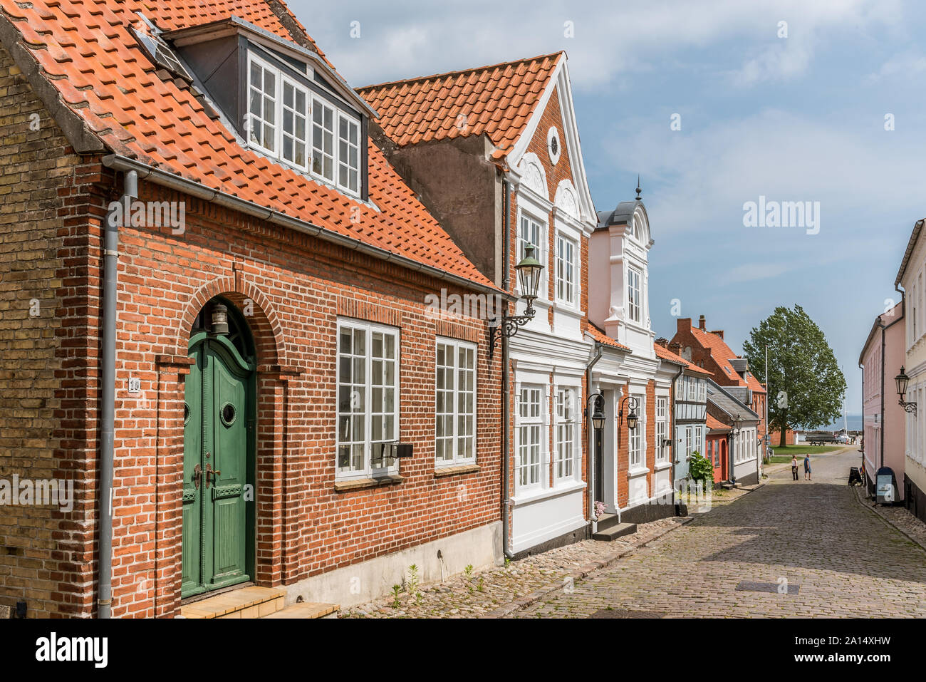the picturesque lane to the harbour of Aero, Denmark, July 13, 2019 Stock Photo