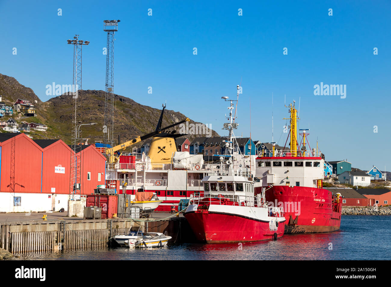 The harbour and port of Qaqortoq at summer in Greenland Stock Photo Alamy