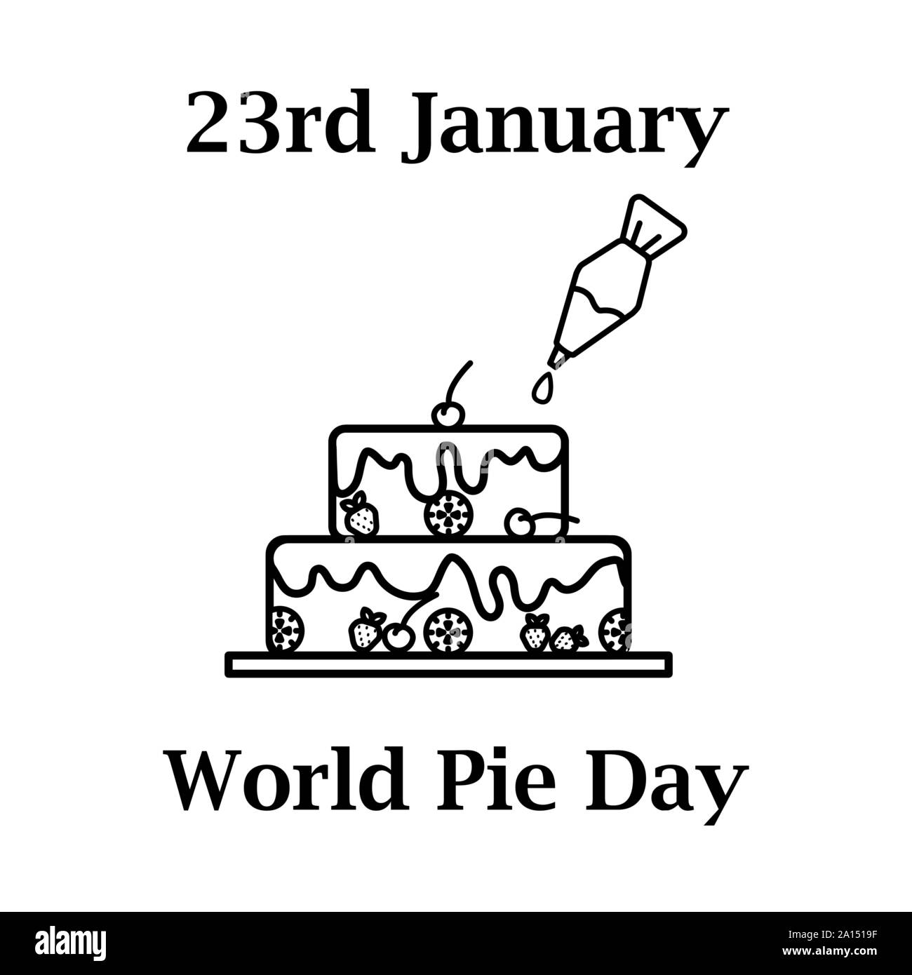 23th january World pie day icon in line art design Stock Vector