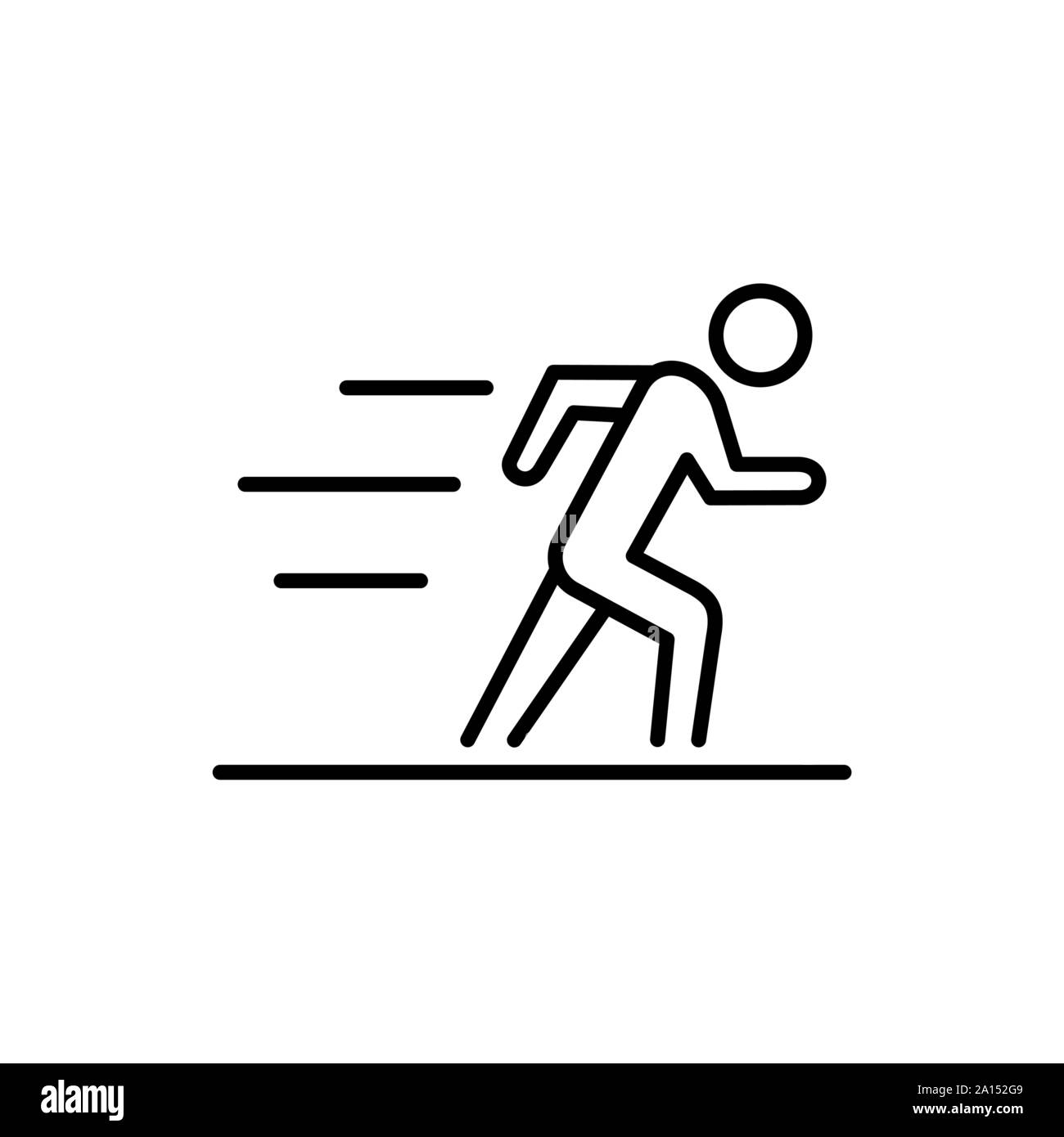 Running man silhouette business people icon simple line flat illustration. Stock Vector