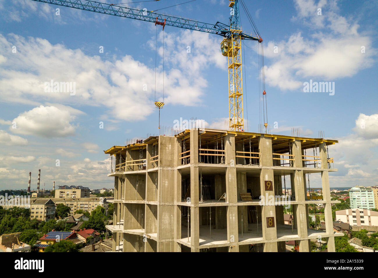 Apartment or office tall concrete building under construction Stock ...