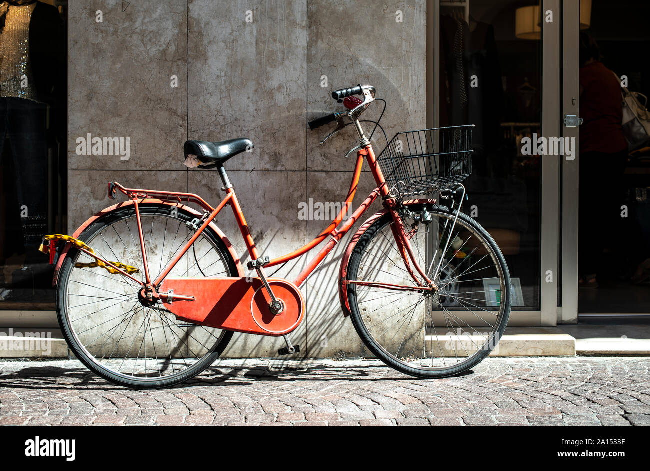 Red bike with basket deals