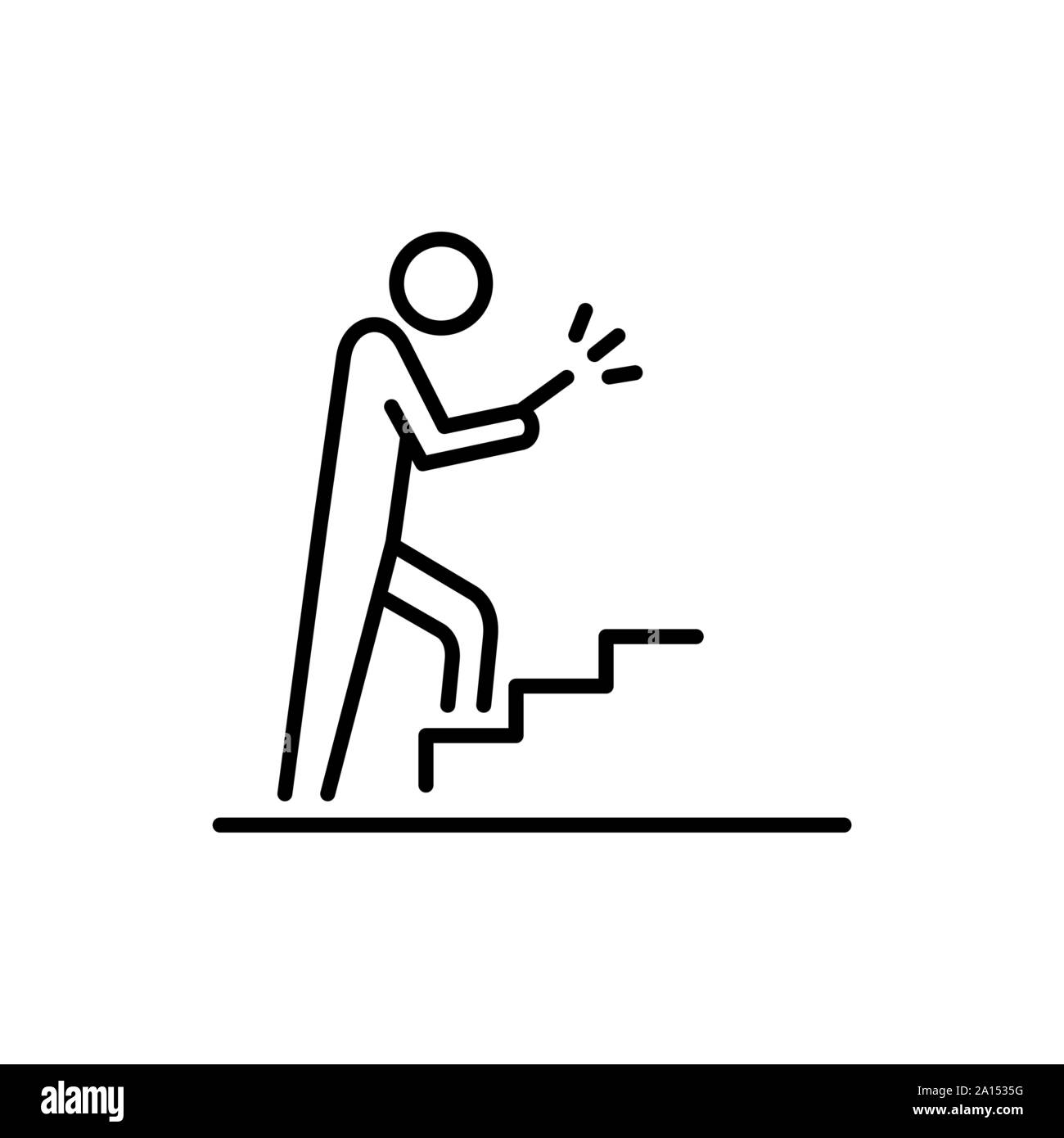 Man using smartphone on the stairs icon business people icon simple ...