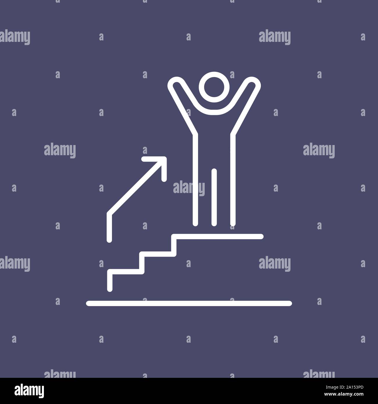 Man climbing on the stairs steps icon business people icon simple line flat illustration. Stock Vector