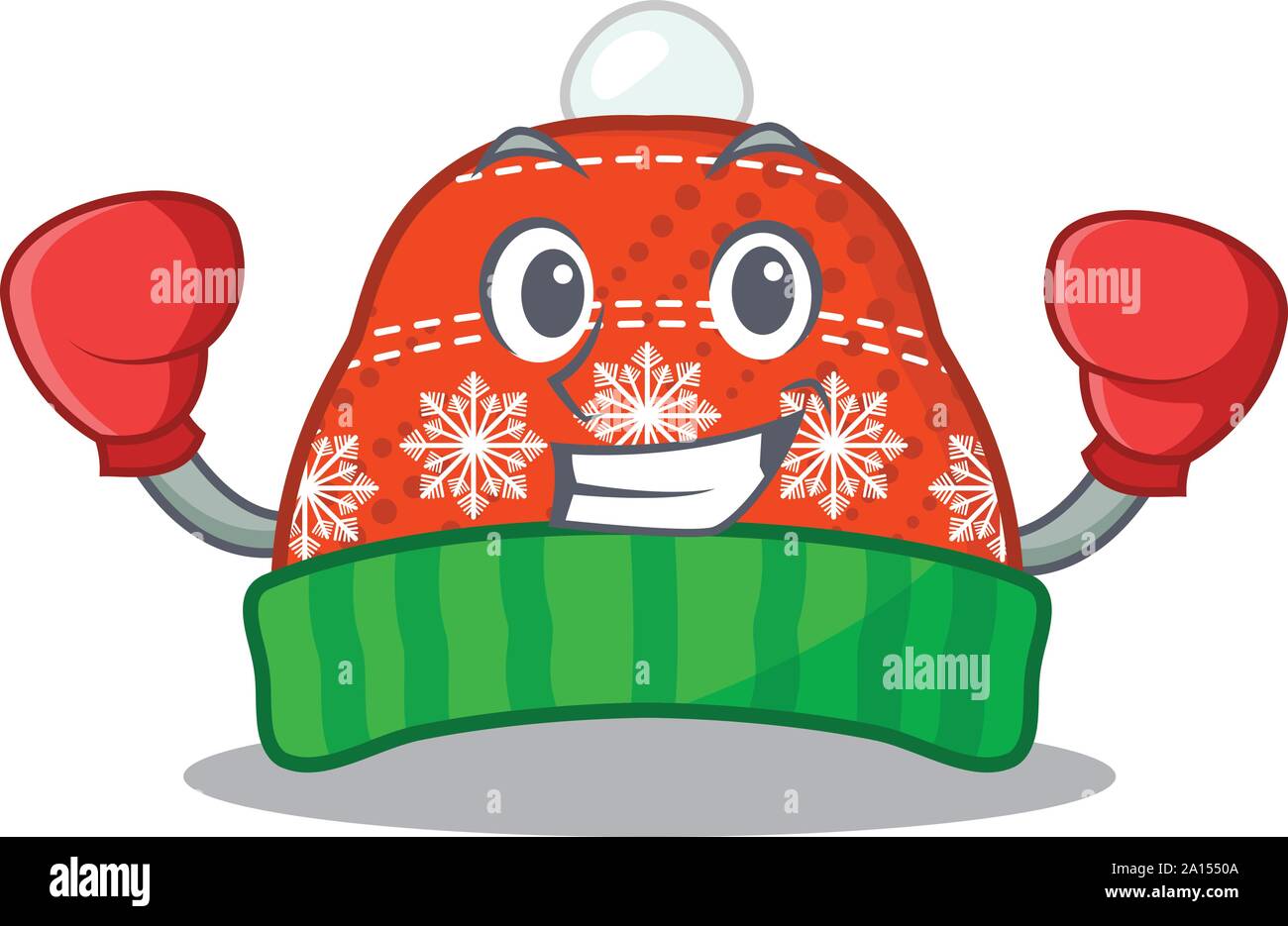Boxing winter hat isolated in the character Stock Vector