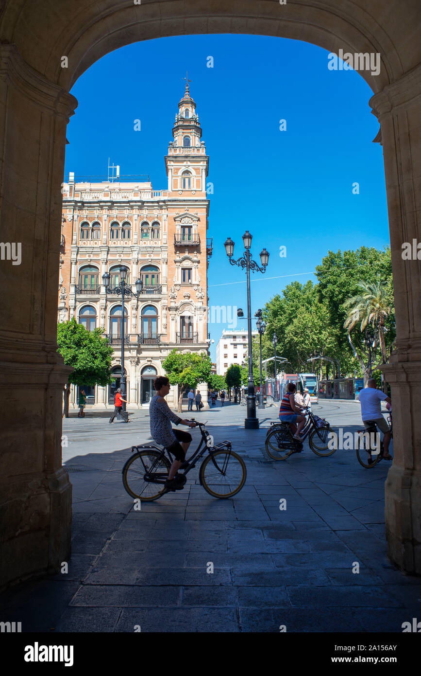Plaza Nueva New square in Seville Old town Sevilla Andalucia, Spain ...