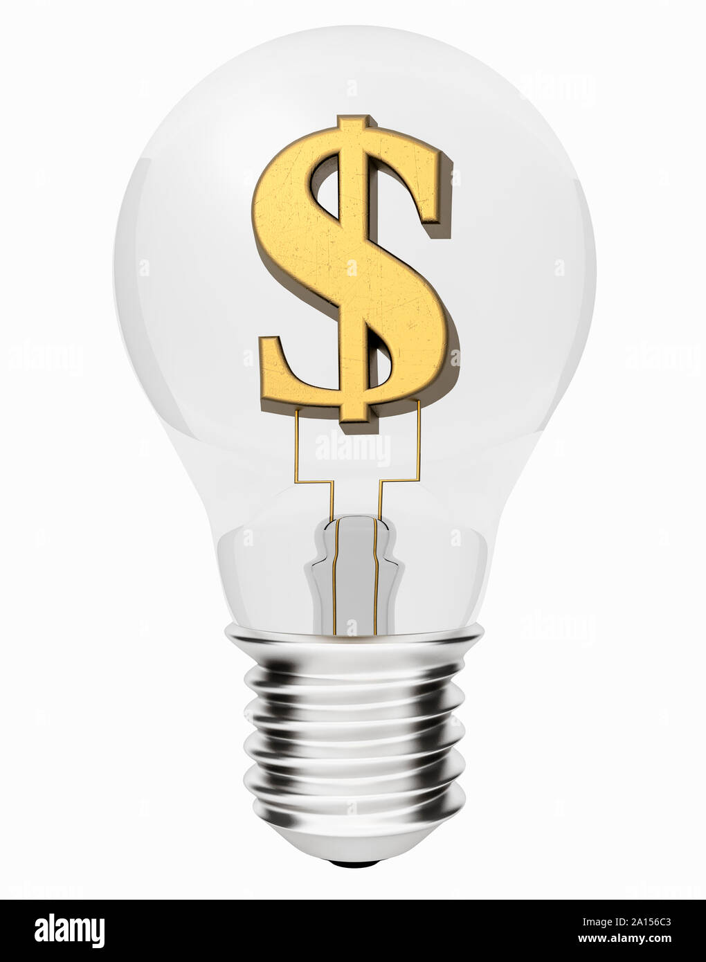 Lightbulb with dollar currency symbol inside – cost of energy concept Stock Photo