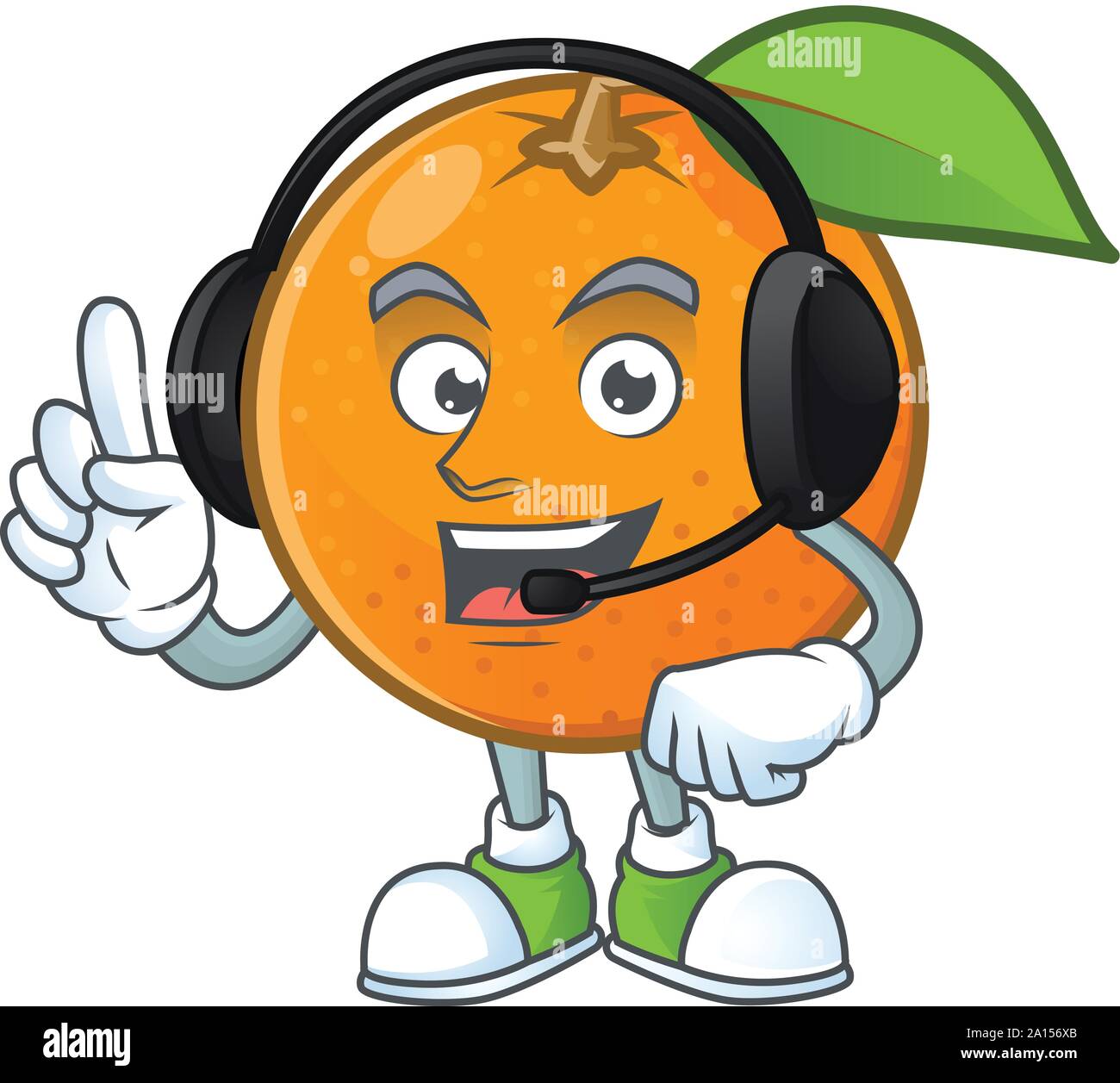 With Headphone Orange Fruit Cartoon Mascot On White Background Stock with-headphone-orange-fruit-cartoon-mascot-on-white-background-stock