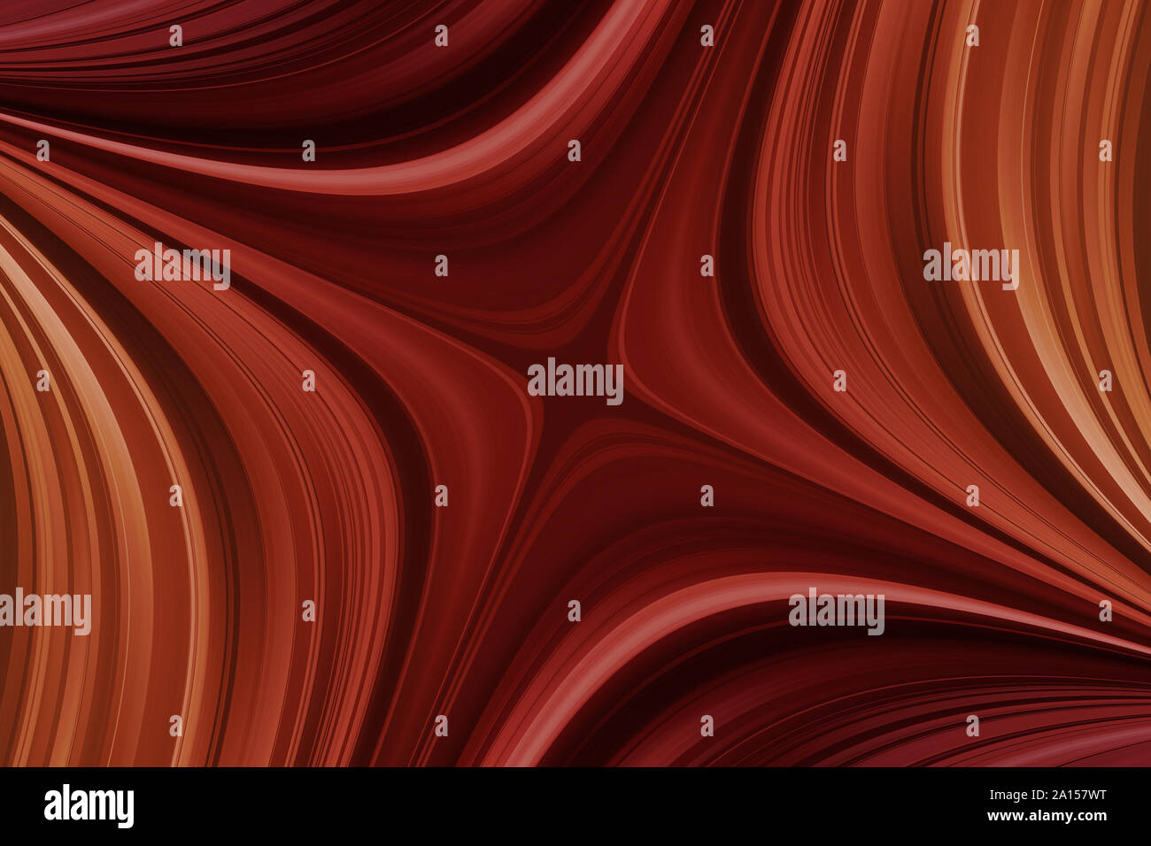 Deep red and orange curved lines, abstract background with diamond pattern Stock Photo