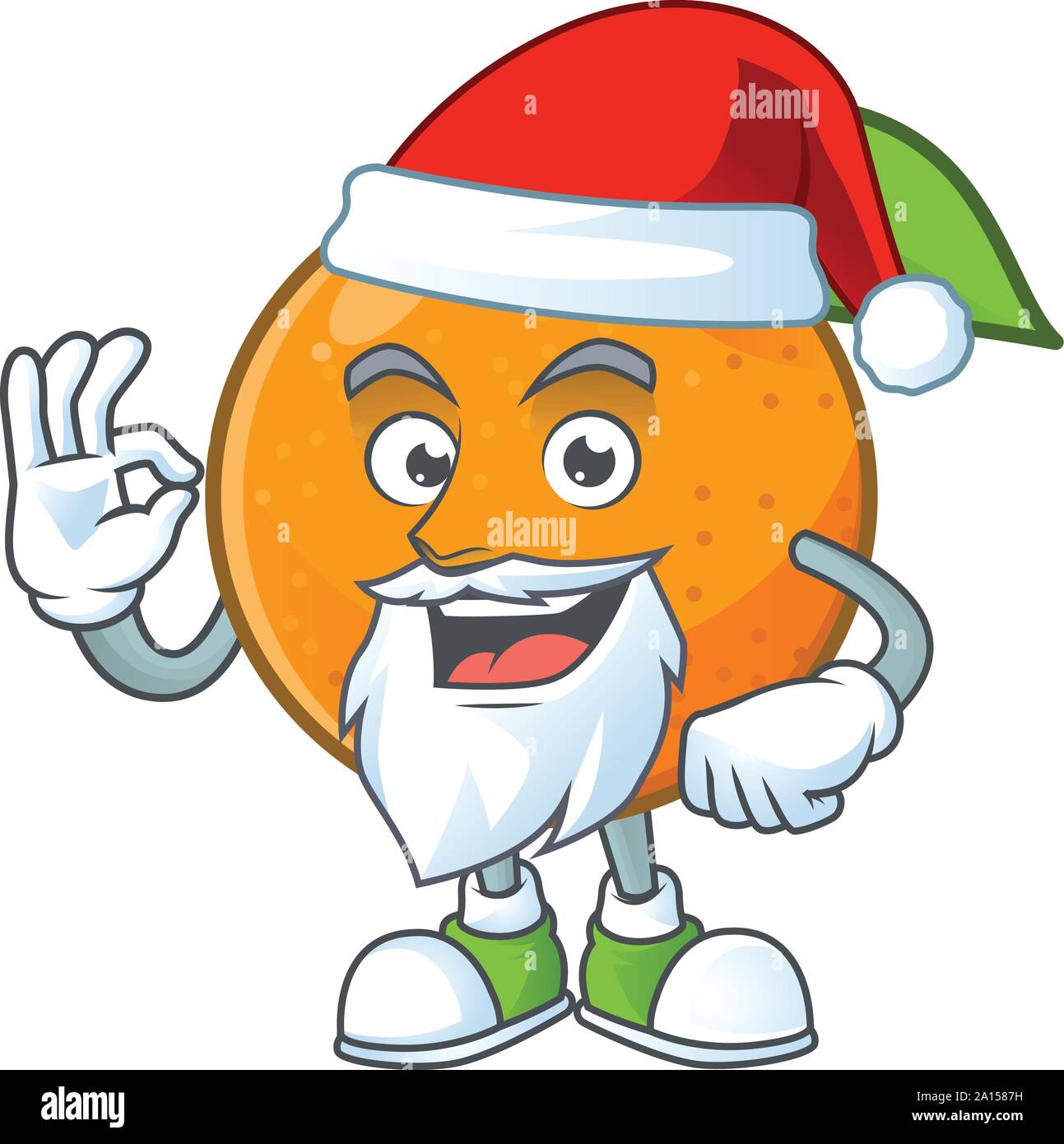 Santa orange fruit cartoon mascot on white background Stock Vector ...