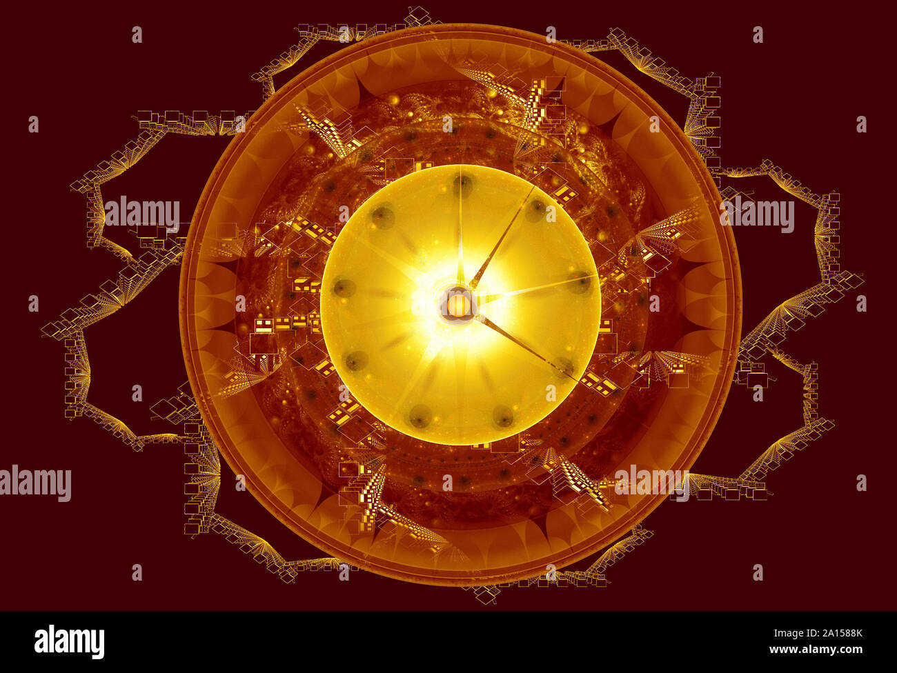 Big abstract golden vintage clock Stock Photo Alamy