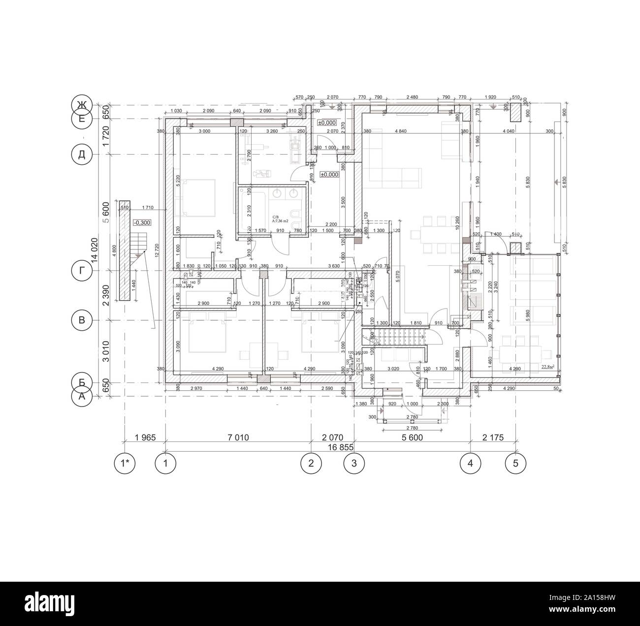 Detailed architectural floor plan, apartment layout, blueprint. Vector ...