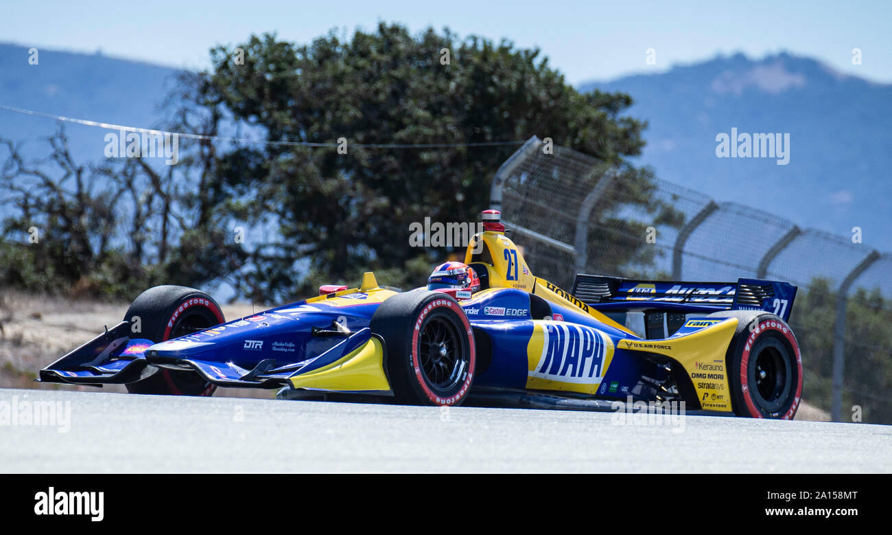 Monterey, CA, USA. 22nd Sep, 2019. A. Andretti Autosport driver Alexander Rossi (27) coming into turn 7 Rahal straight during the Firestone Grand Prix of Monterey IndyCar Championship at Weathertech Raceway Laguna Seca Monterey, CA Thurman James/CSM/Alamy Live News Stock Photo