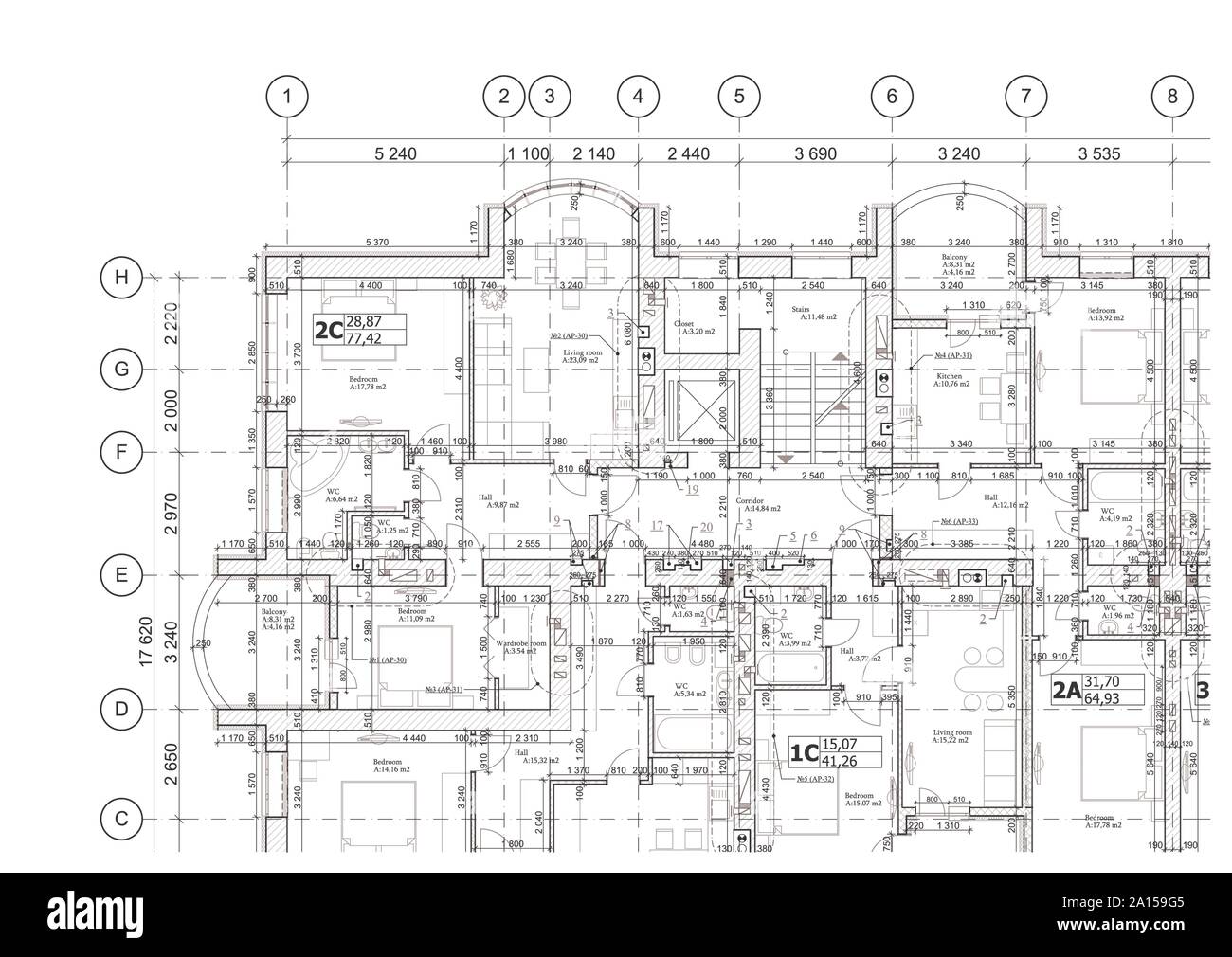 Detailed architectural floor plan, apartment layout, blueprint. Vector  illustration Stock Vector Image & Art - Alamy