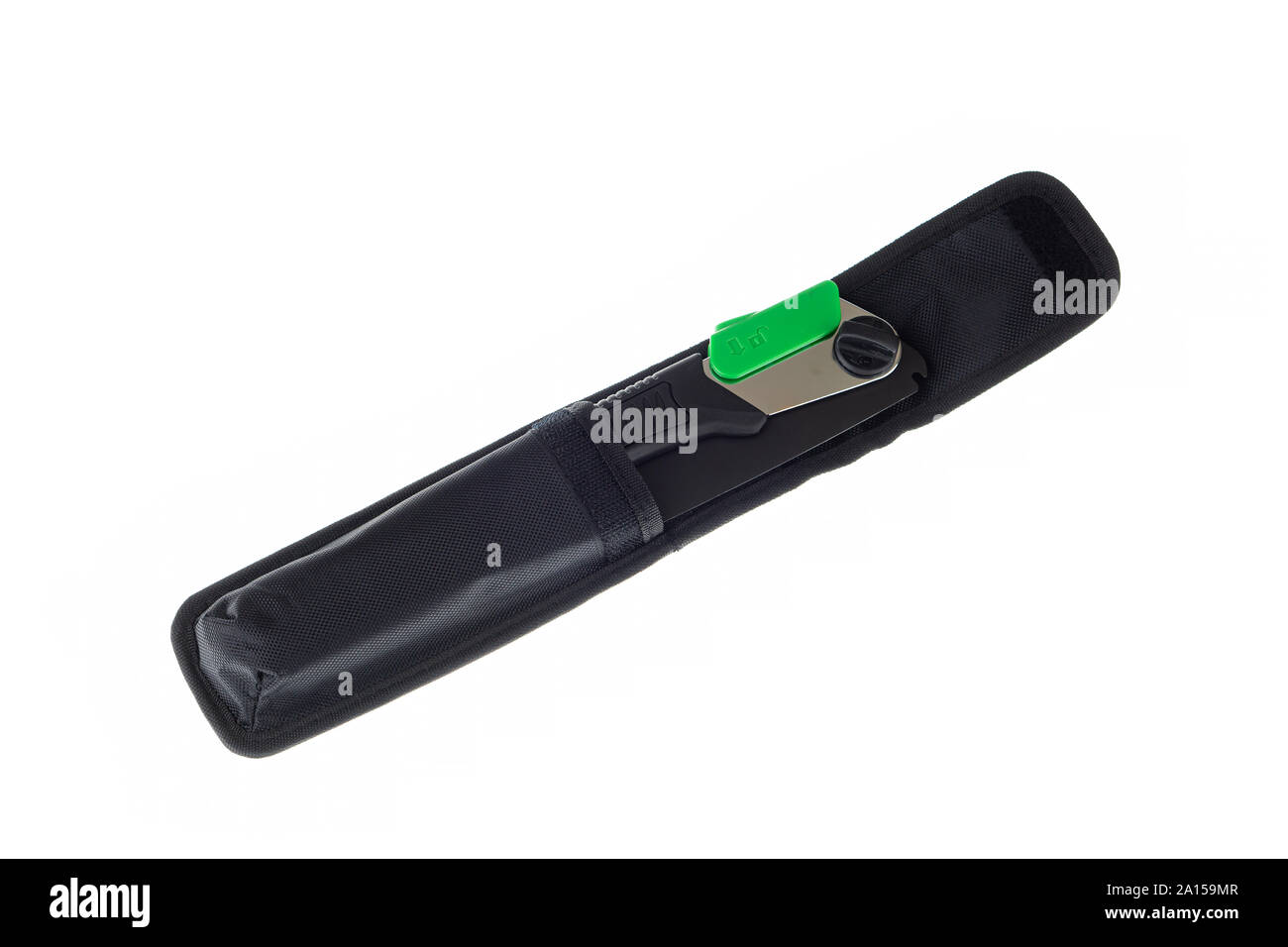 Folding handsaw in pouch isolated on white Stock Photo