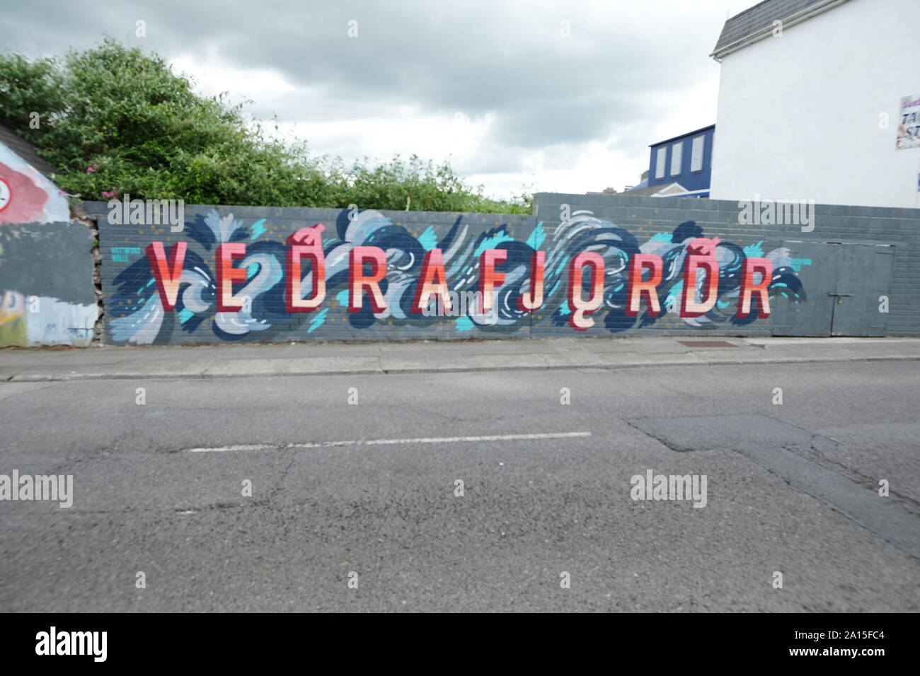 Street art on walls in Waterford City Ireland Stock Photo