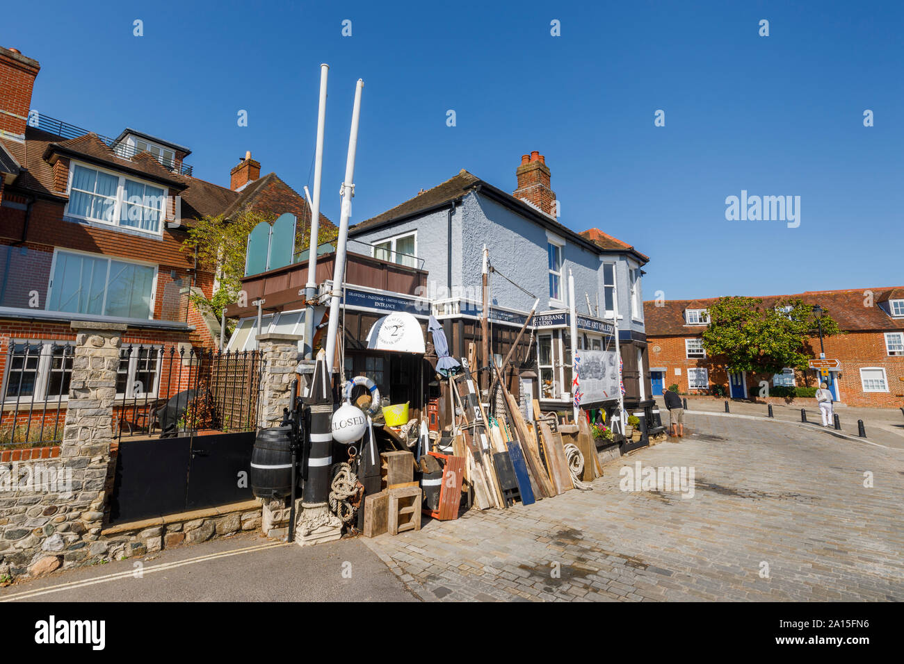 Cluttered fine art shop in Hamble-le-Rice, a coastal village in the Solent in the Borough of Eastleigh, Hampshire, south coast England, UK Stock Photo