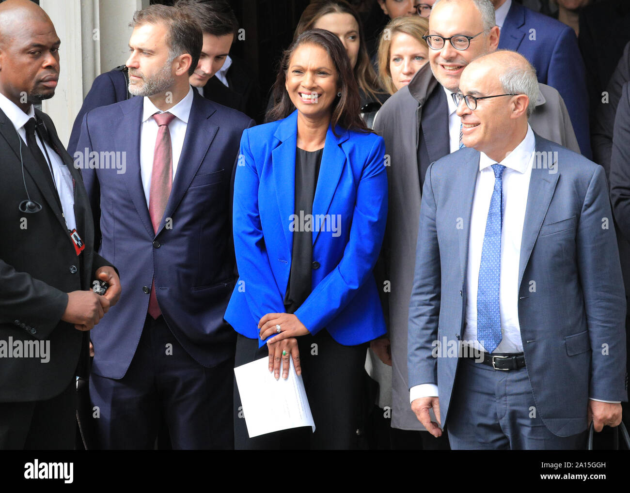 Westminster, London, UK. 24th Sep, 2019. Gina Miller speaks after winning  the case, with Lord Pannick on her right side. The Supreme Court case  ruling on the suspension of Parliament by the