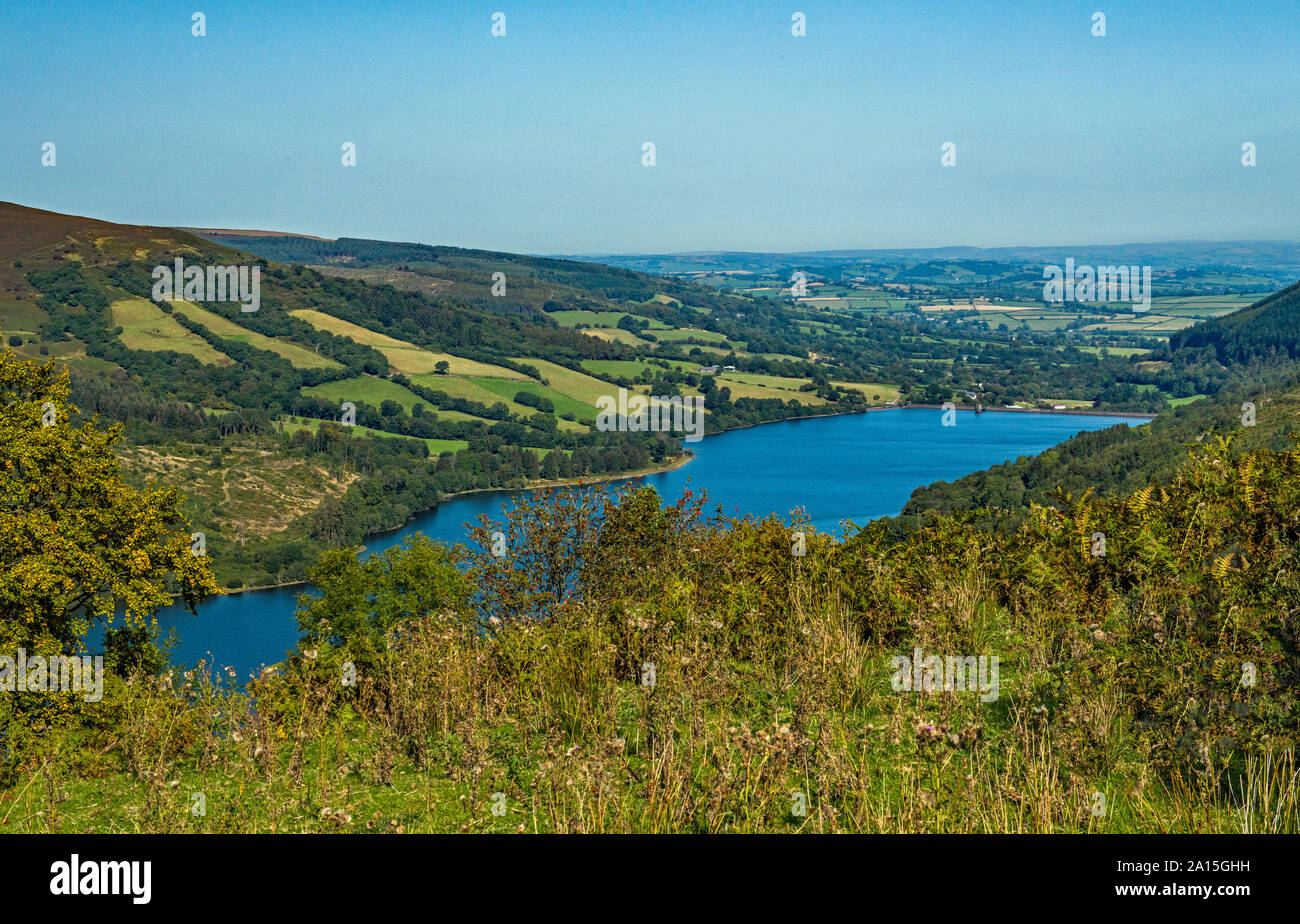 View down the Talybont Valley in the Central Brecon Beacons South Wales. A typical Brecon Beacons landscape. Stock Photo