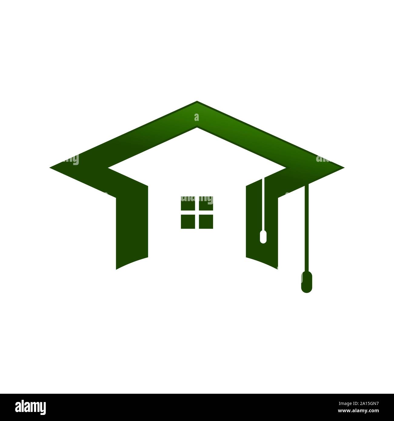 Graduation Cap Home Shape Space Vector Symbol Graphic Logo Design