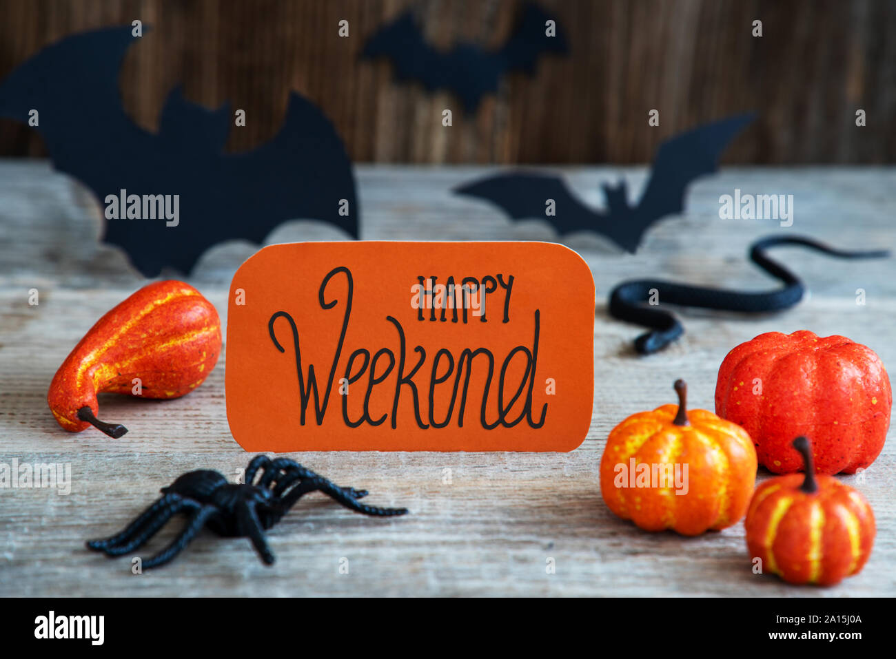 Orange Label, Calligraphy Happy Weekend, Scary Halloween Decoration