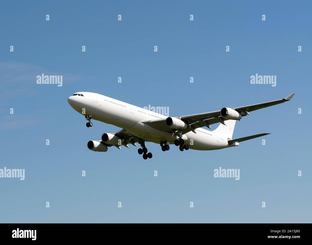 HiFly Malta Airbus A340-313 landing at Birmingham Airport, UK (9H-SOL) Stock Photo