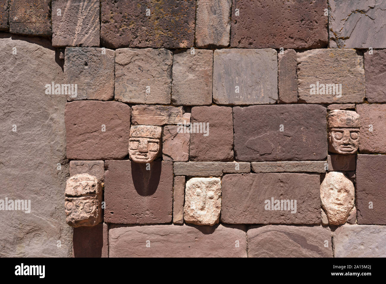Detail of Kalasasaya structure at Tiwanaku, Pre-Columbian archaeological site, Bolivia, South America Stock Photo