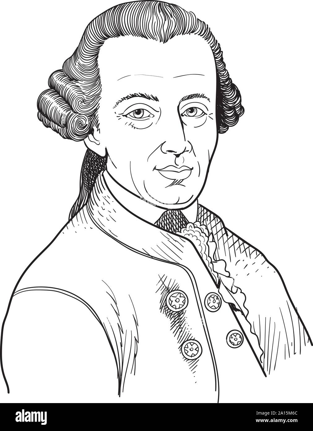 Immanuel Kant isolated cartoon portrait, vector Stock Vector