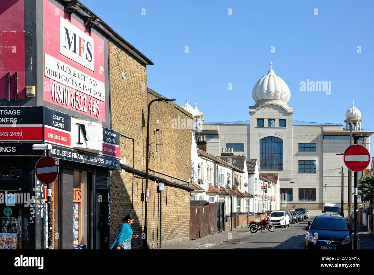 The Gurdwara Sri Guru Singh Sabha, Sikh temple on Havelock Road Southall West London England UK Stock Photo