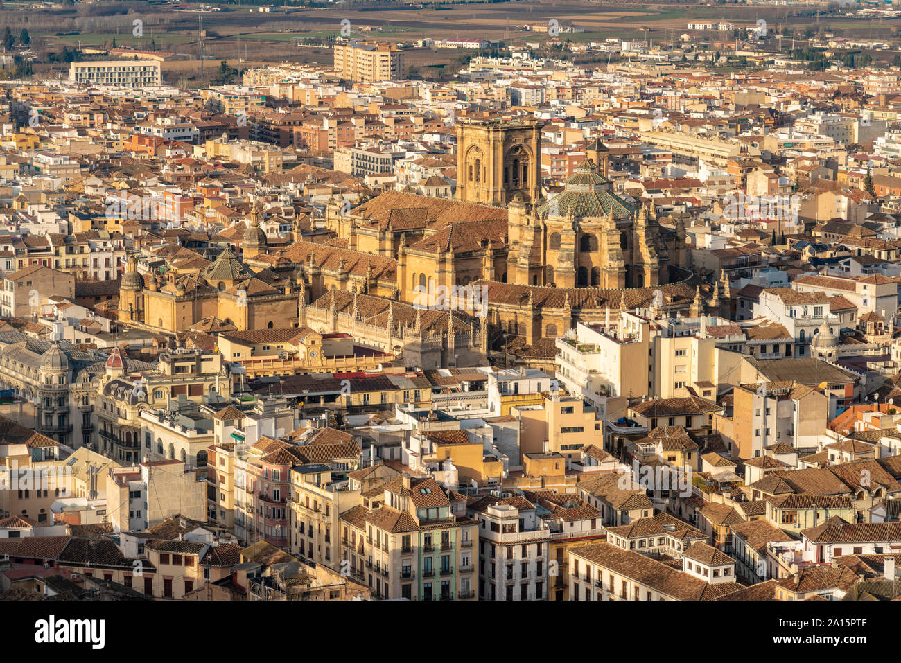 View over Albayzin and the Cathedral of Granada, Spain Stock Photo