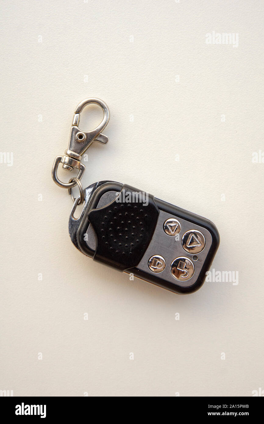 Automatic door remote with keychain isolated on a white background Stock Photo